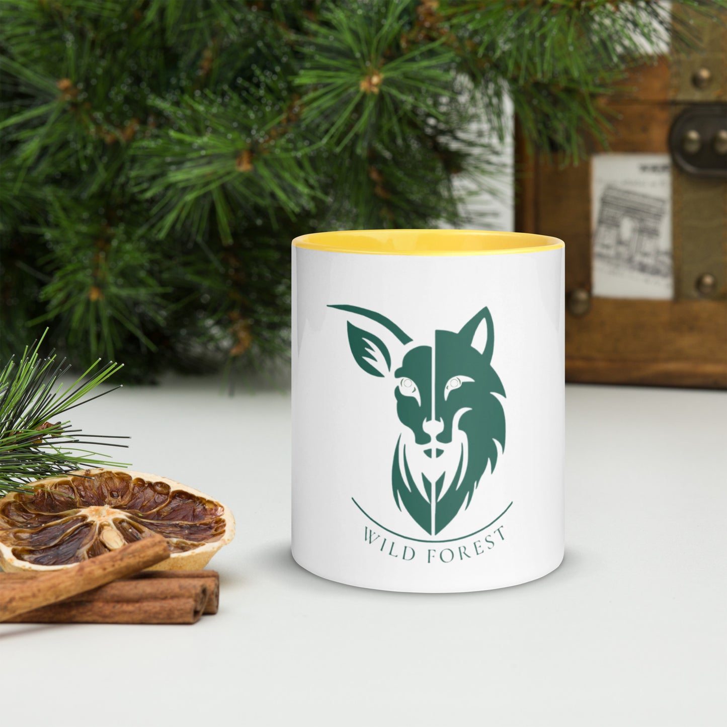 Mug à Intérieur Coloré logo vert forêt (+4 couleurs)