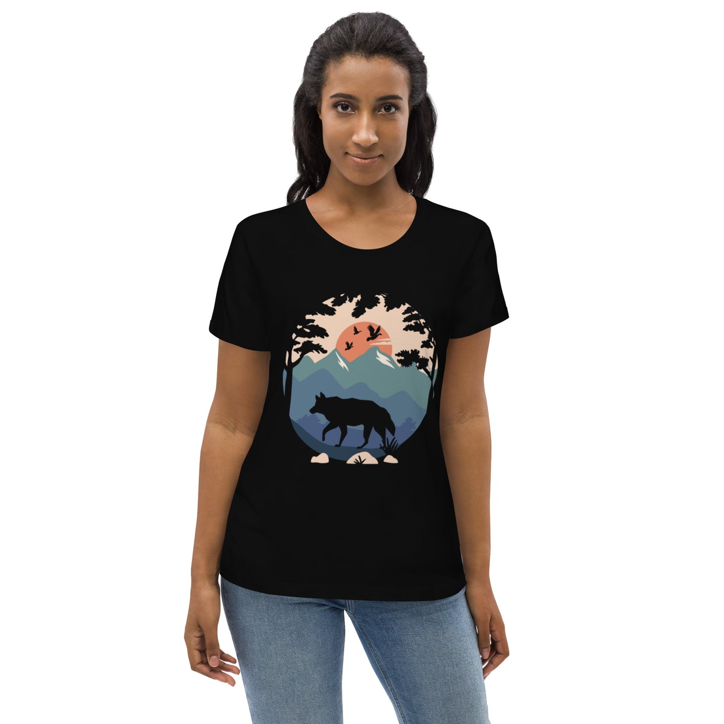 T-shirt moulant écologique femme logo loup