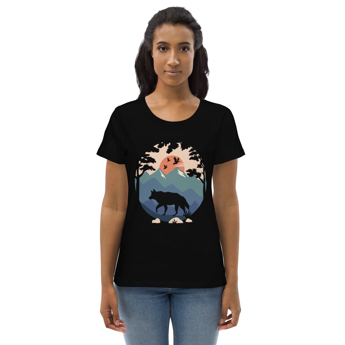 T-shirt moulant écologique femme logo loup