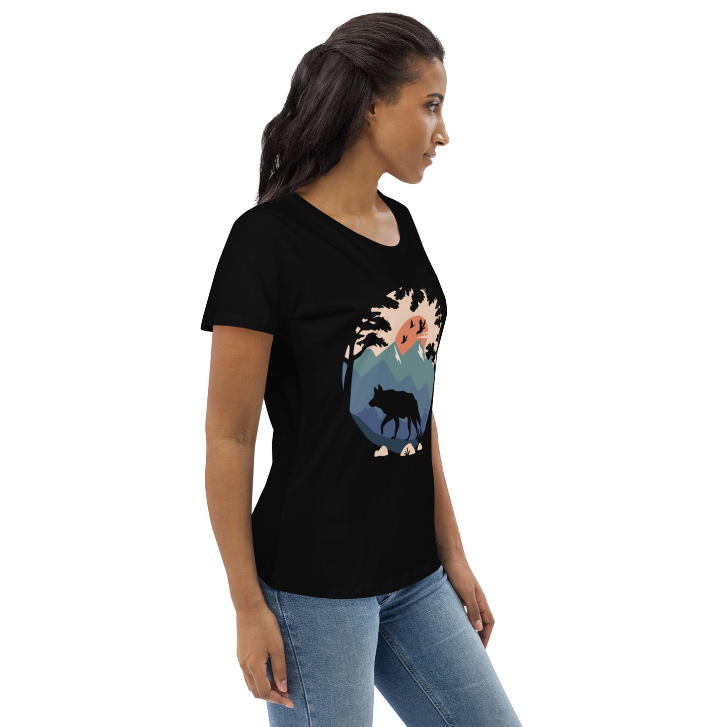 T-shirt moulant écologique femme logo loup