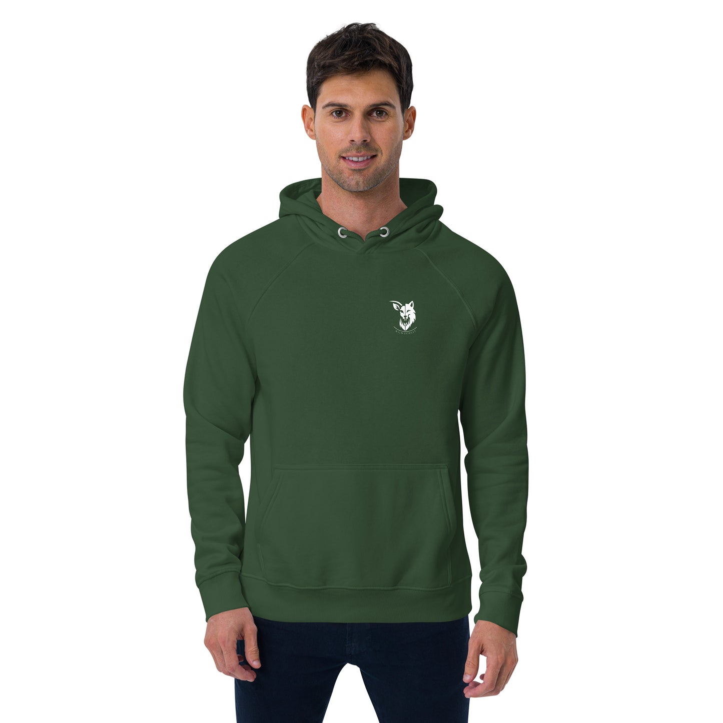 Sweat à capuche écologique unisexe logo blanc (+ 4 couleurs)