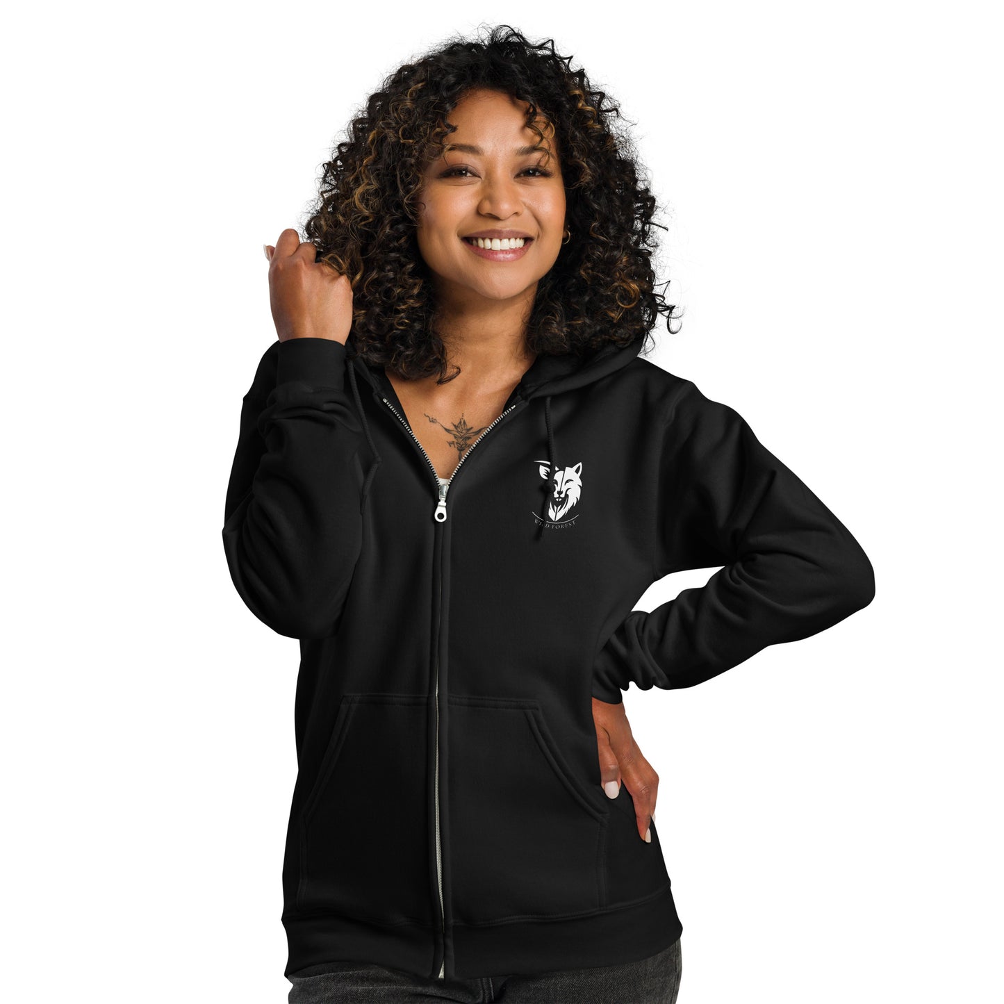 Sweat femme à capuche épais à fermeture éclair logo gris clair (+3 couleurs)