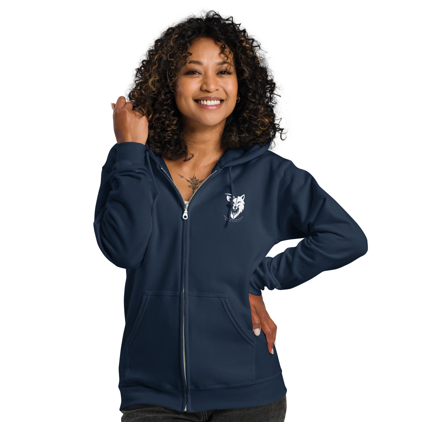 Sweat femme à capuche épais à fermeture éclair logo gris clair (+3 couleurs)