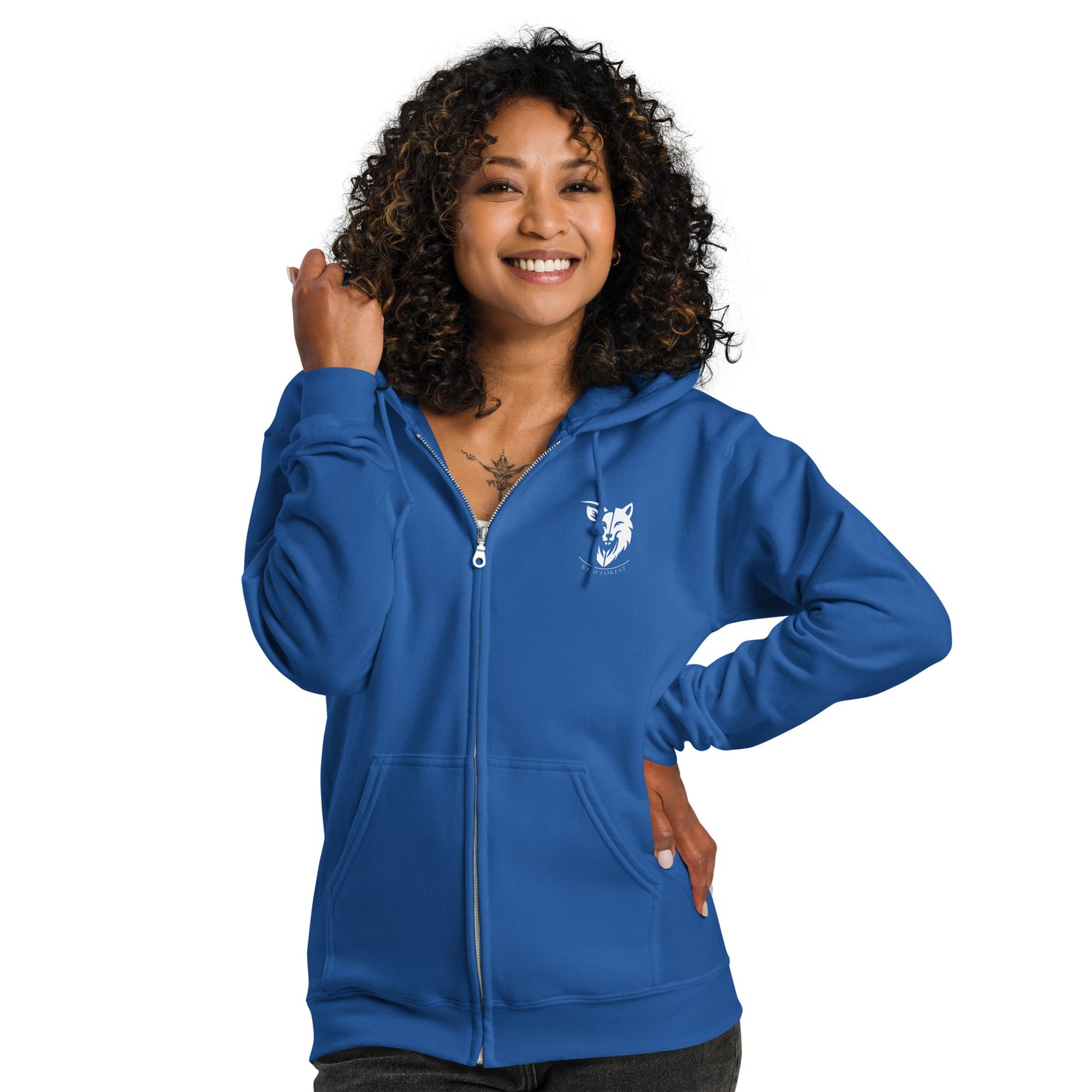 Sweat femme à capuche épais à fermeture éclair logo gris clair (+3 couleurs)