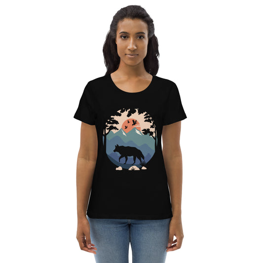 T-shirt moulant écologique femme logo loup