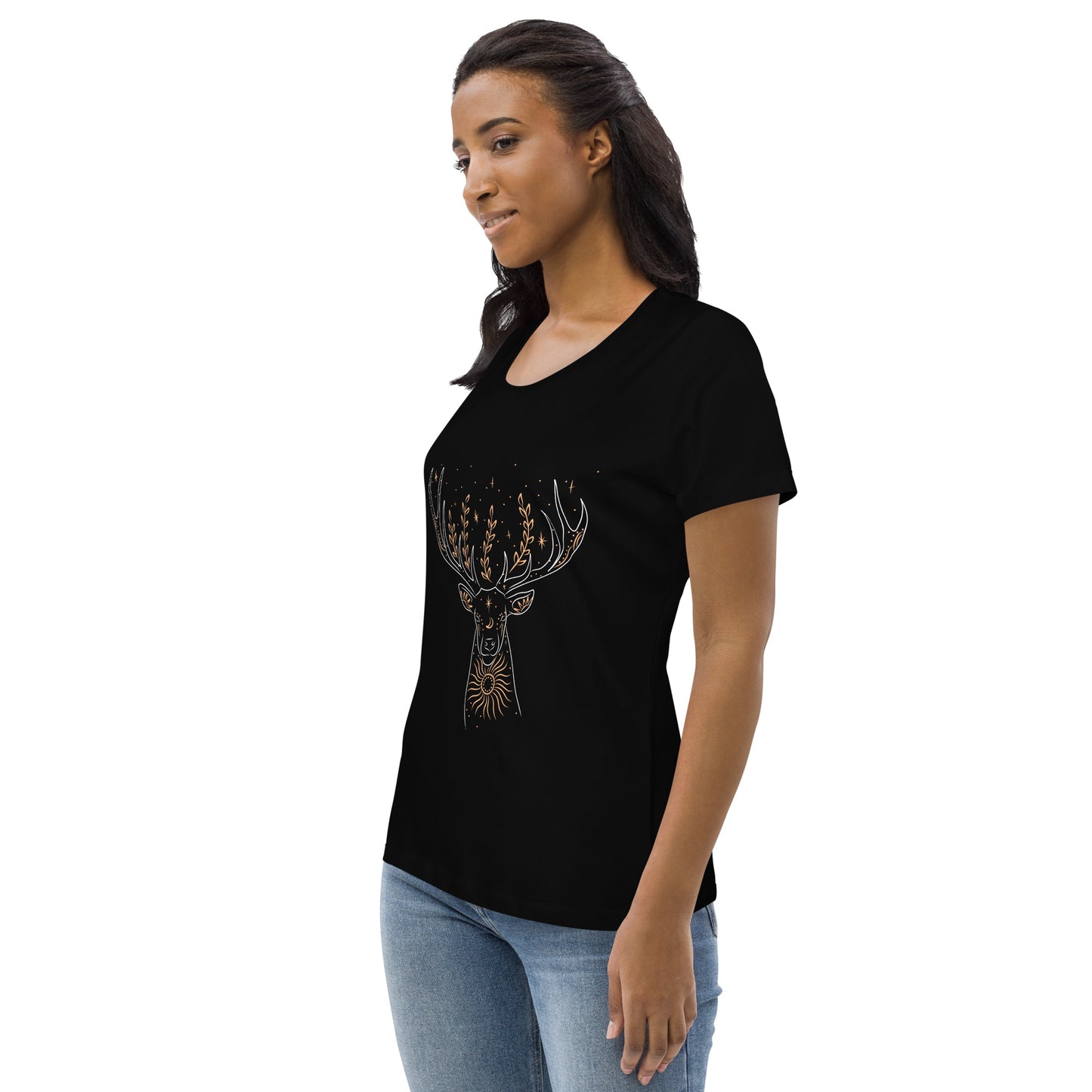 T-shirt moulant écologique femme logo cerf