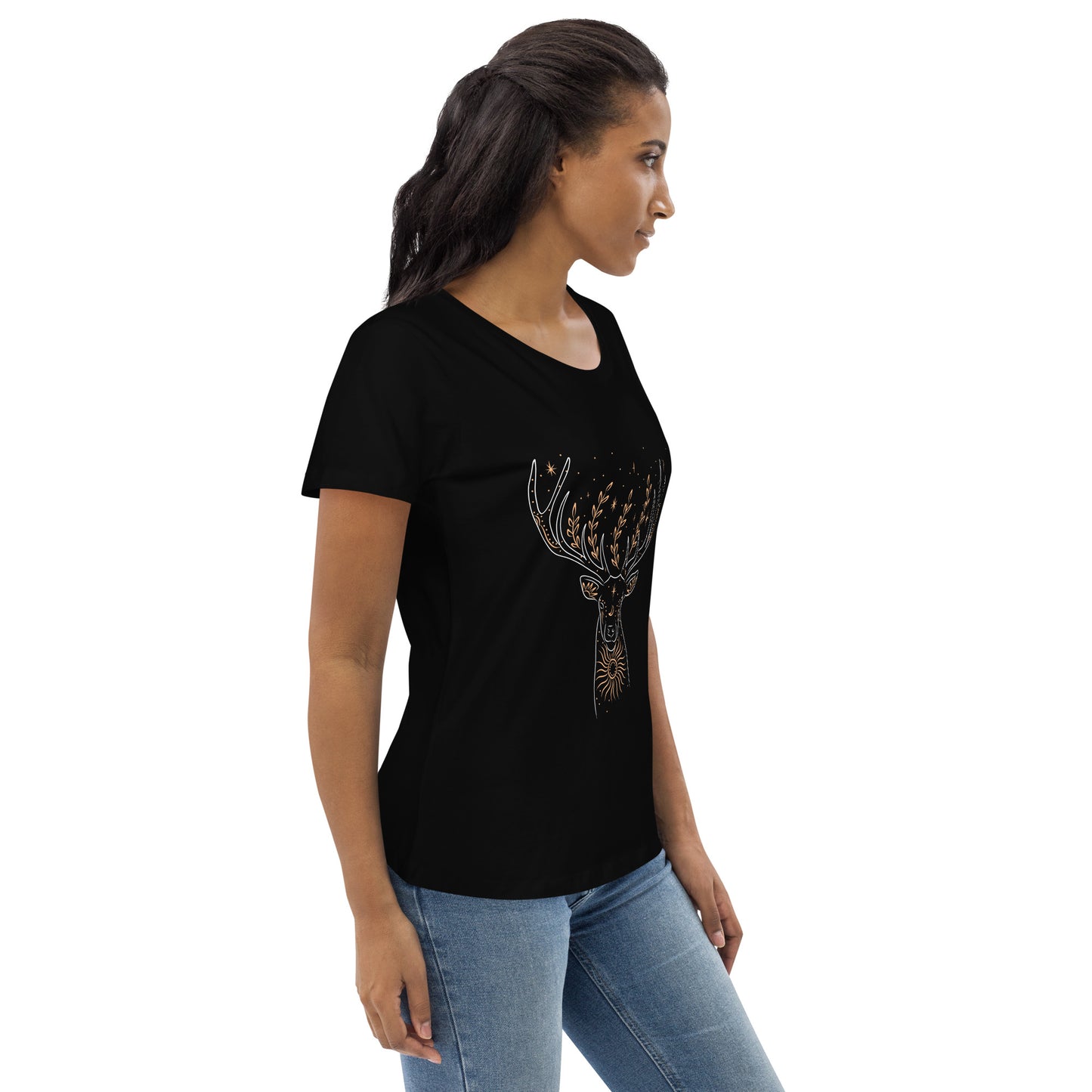 T-shirt moulant écologique femme logo cerf